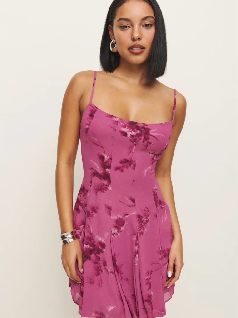 Reformation Annelise NWT Fuchsia Floral Mini Dress